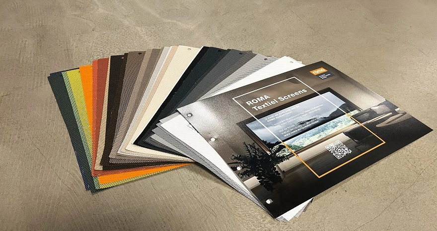 Roma doekkleuren verticale zonwering Veldman Screens